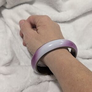 Vintage Purple Ombre Enamel Brass Bangle Bracelet Chunky Retro